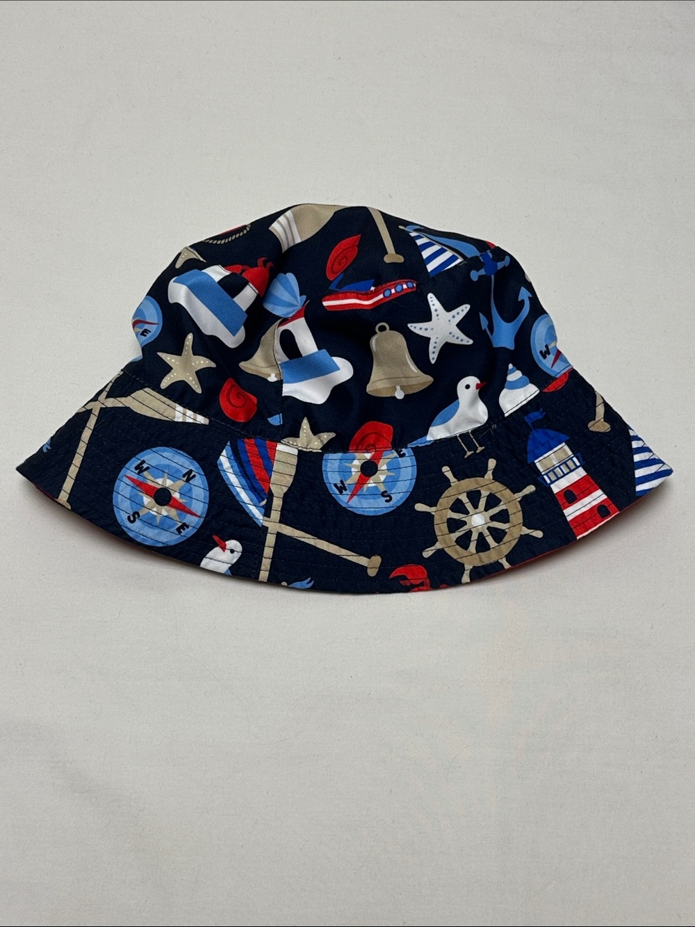 Gymboree Blue and Red Nautical Kids Bucket Hat - Size 10-12